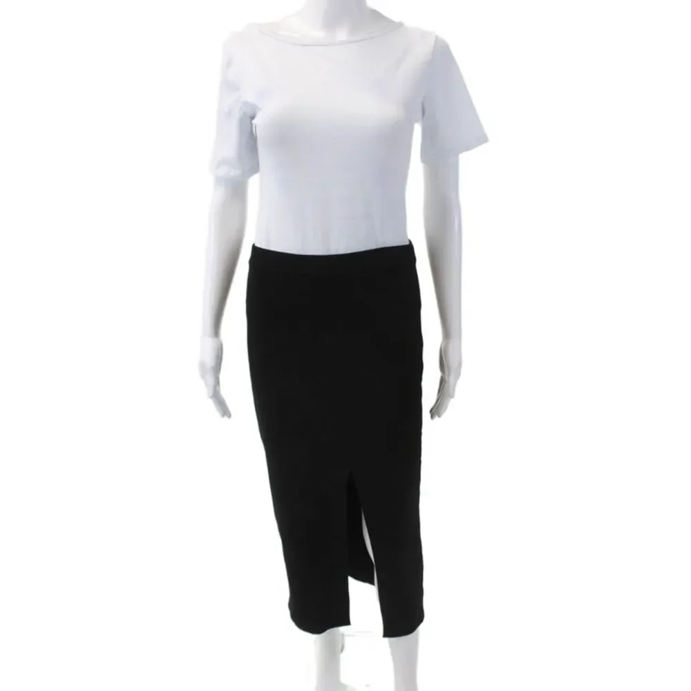 Gianni Bini Womens Pull On Front Slit Stretch Simone Skirt Black Size Large